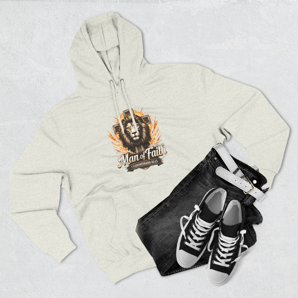 Man of Faith Lion Crest Graphic Fleece Pullover Hoodie