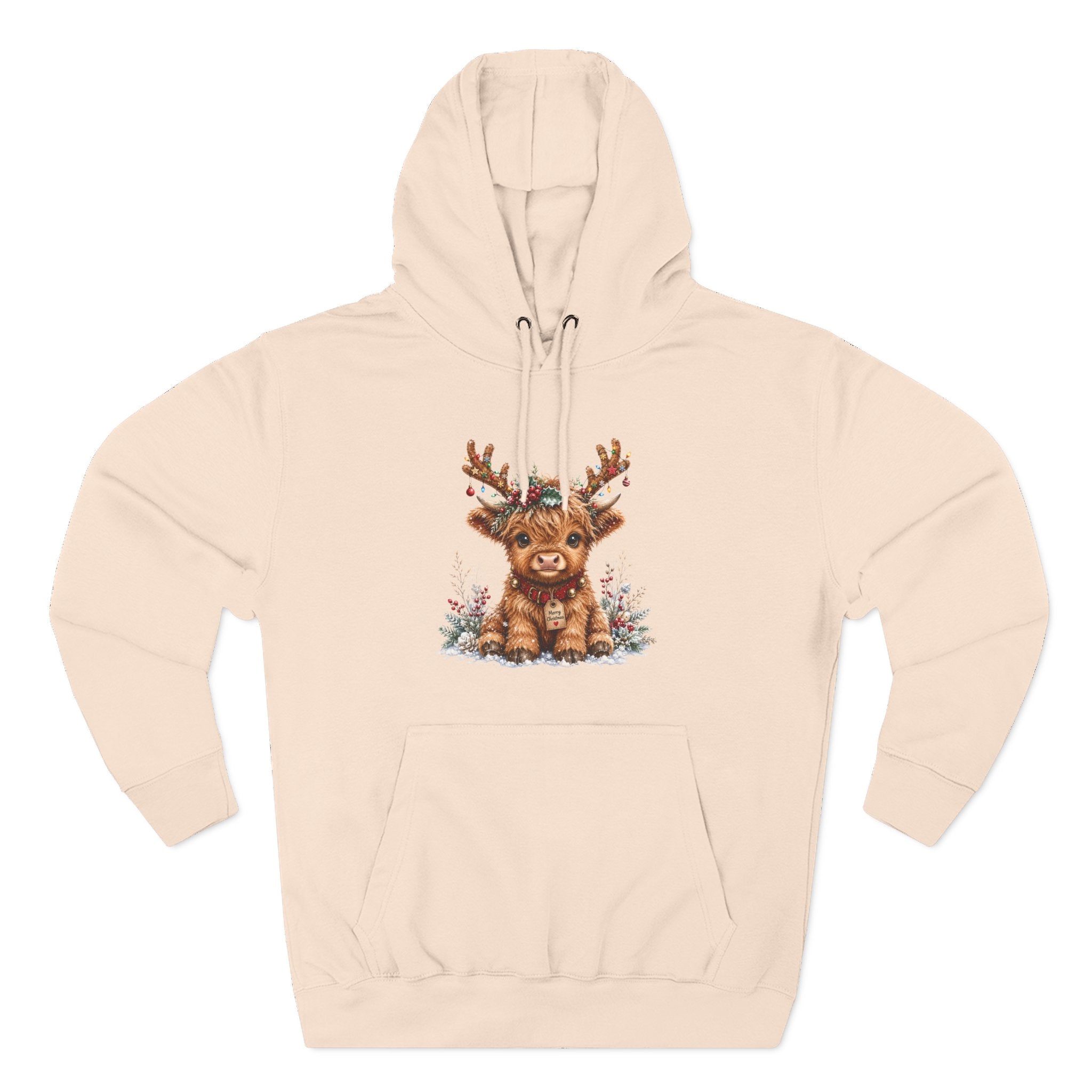 Cute Reindeer Fleece Hoodie - Christmas Woodland Holiday Sweatshirt
