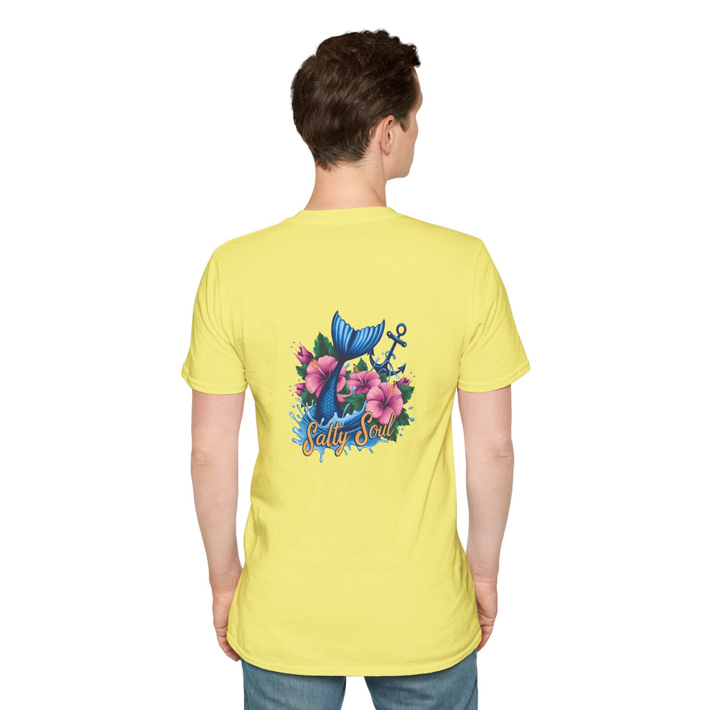 Salty Soul Mermaid Anchor Floral T-Shirt — Cute Beach Gift for Women Nautical Tee