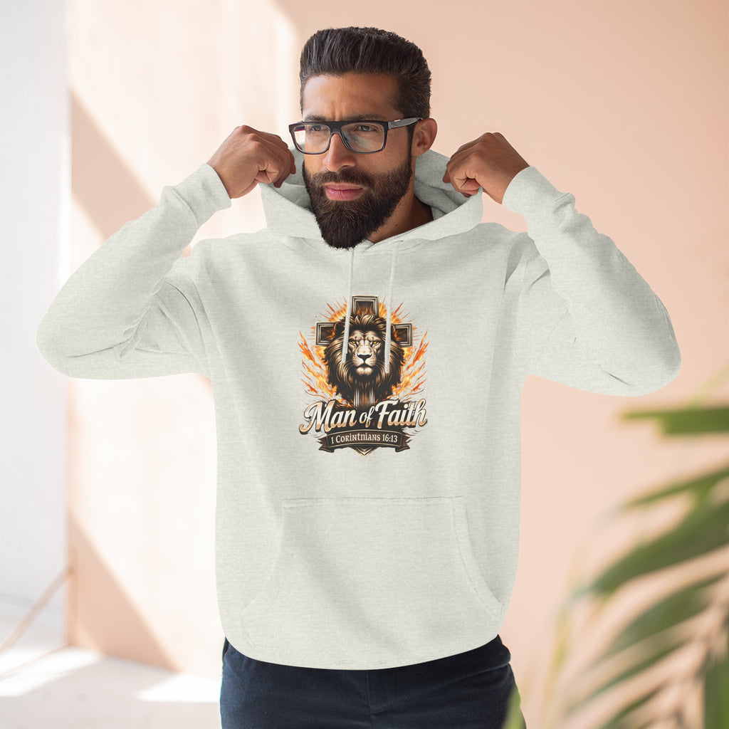 Man of Faith Lion Crest Graphic Fleece Pullover Hoodie