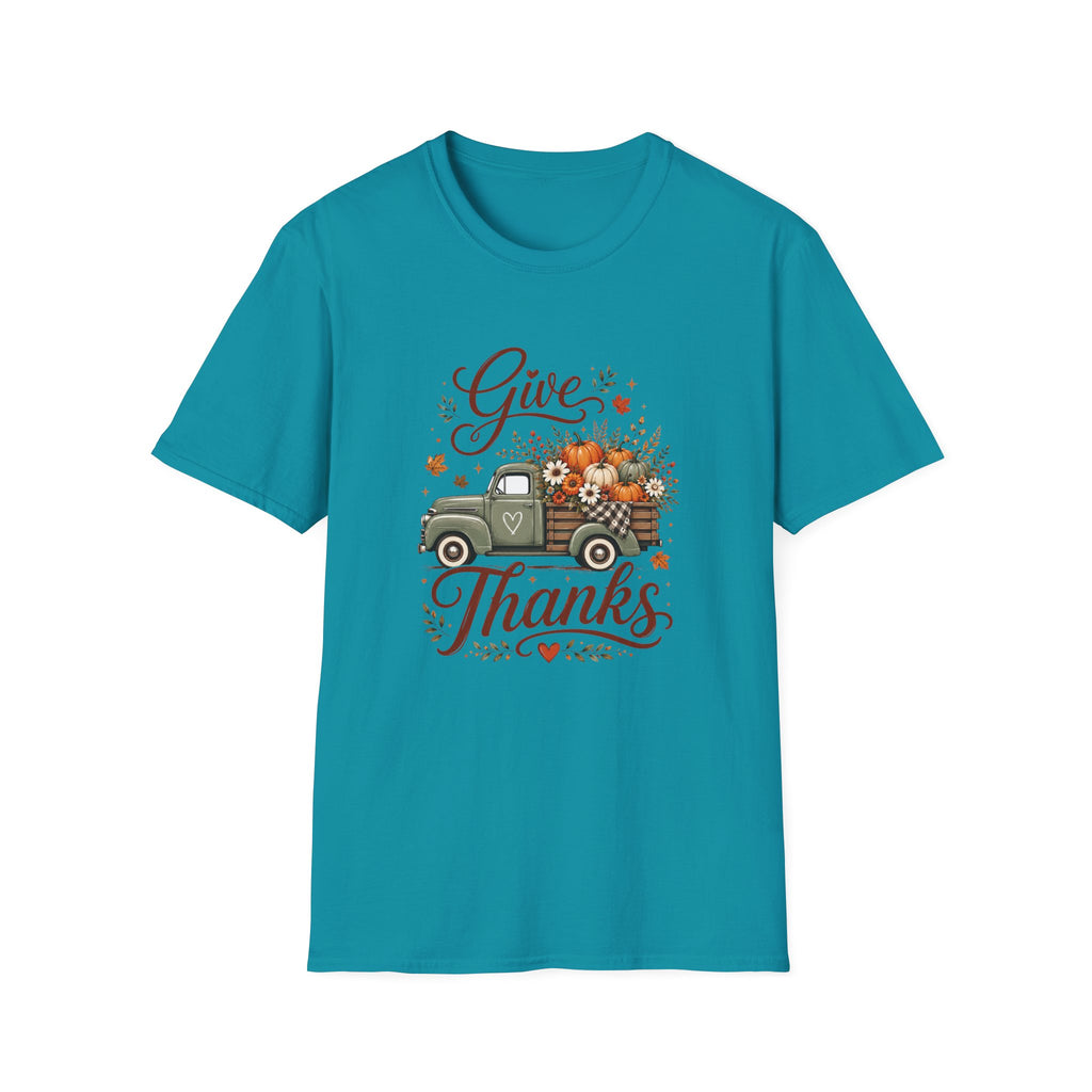 Give Thanks Fall Truck T-Shirt — Pumpkin Harvest Autumn Tee