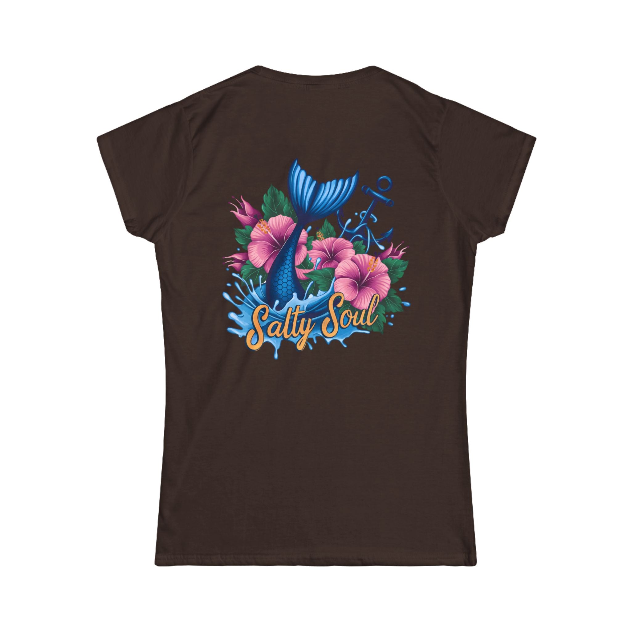 Salty Soul Floral Anchor Beach T-Shirt — Cute Nautical Gift for Women Graphic Tee