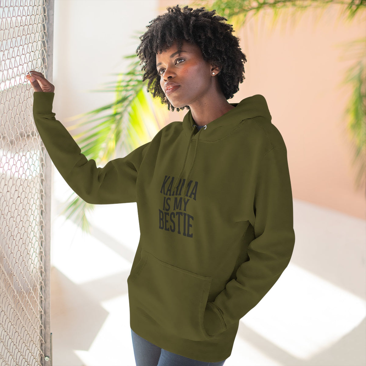Karma Is My Bestie Graphic Pullover Hoodie