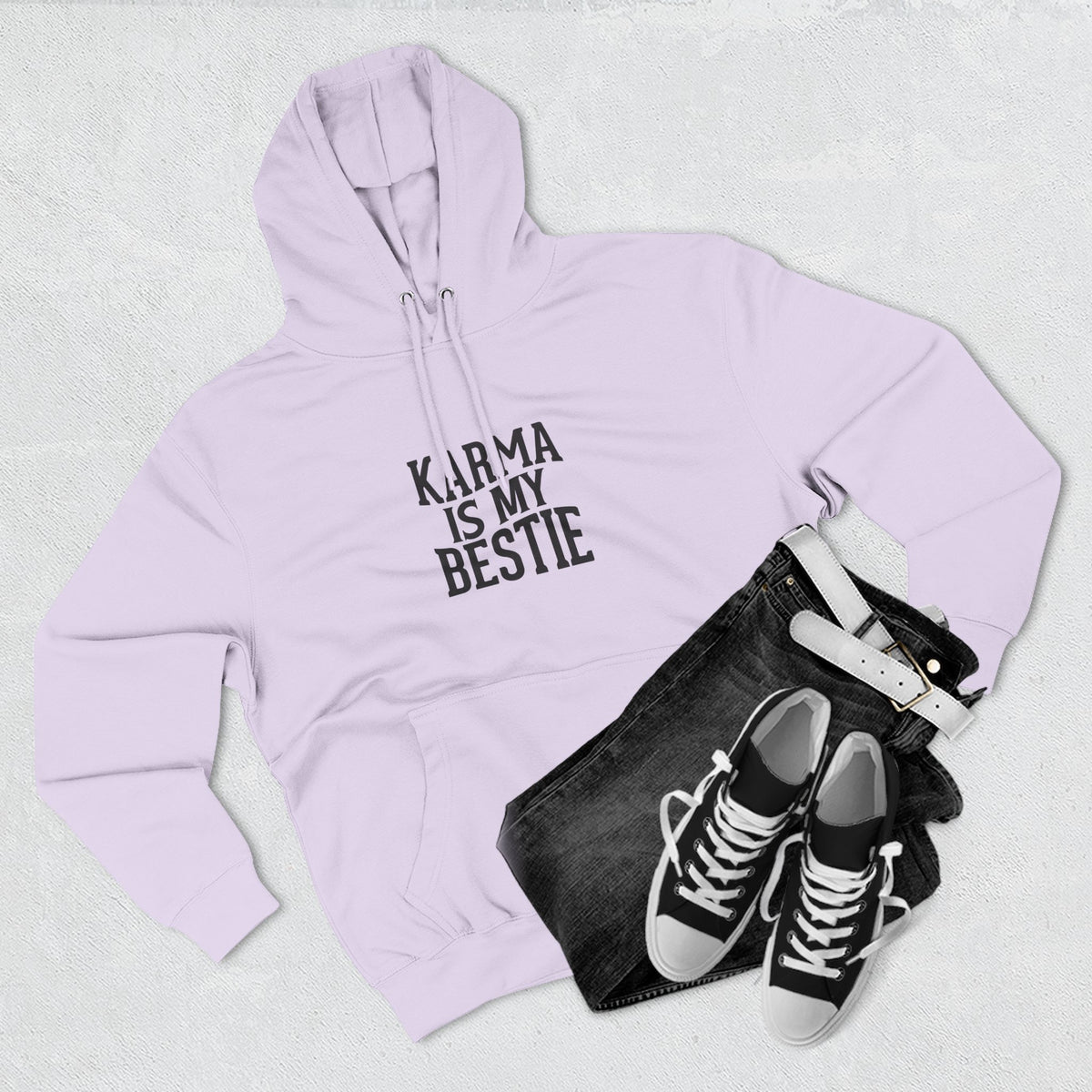 Karma Is My Bestie Graphic Pullover Hoodie