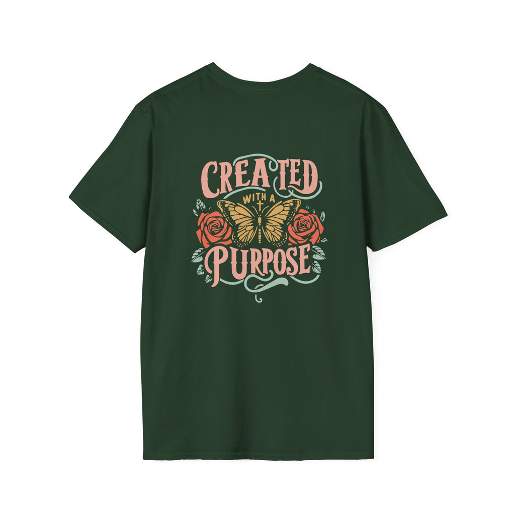 Created with a Purpose Butterfly T-Shirt Faith Graphic Tee