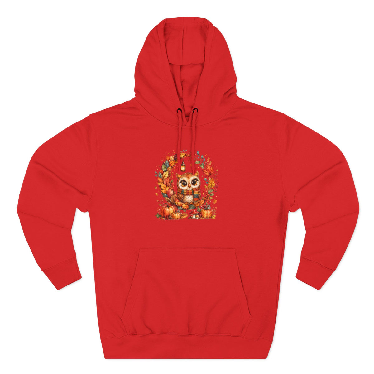 Cozy Autumn Owl Crescent Moon Embroidered Hoodie