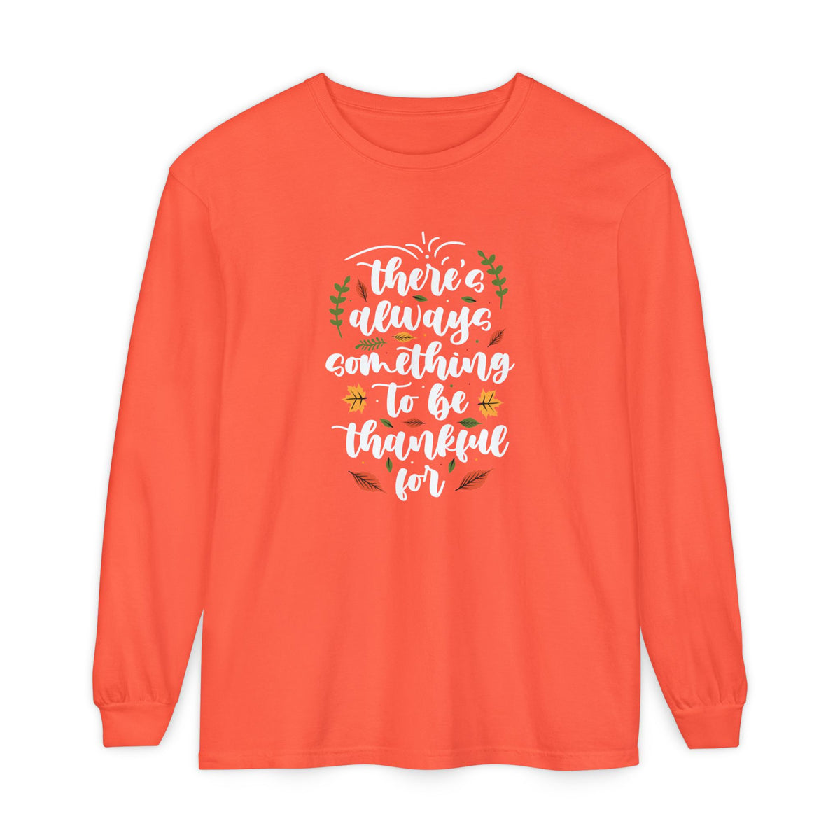 Thankful For Crewneck Long Sleeve Tee — Fall Thanksgiving Gratitude Shirt