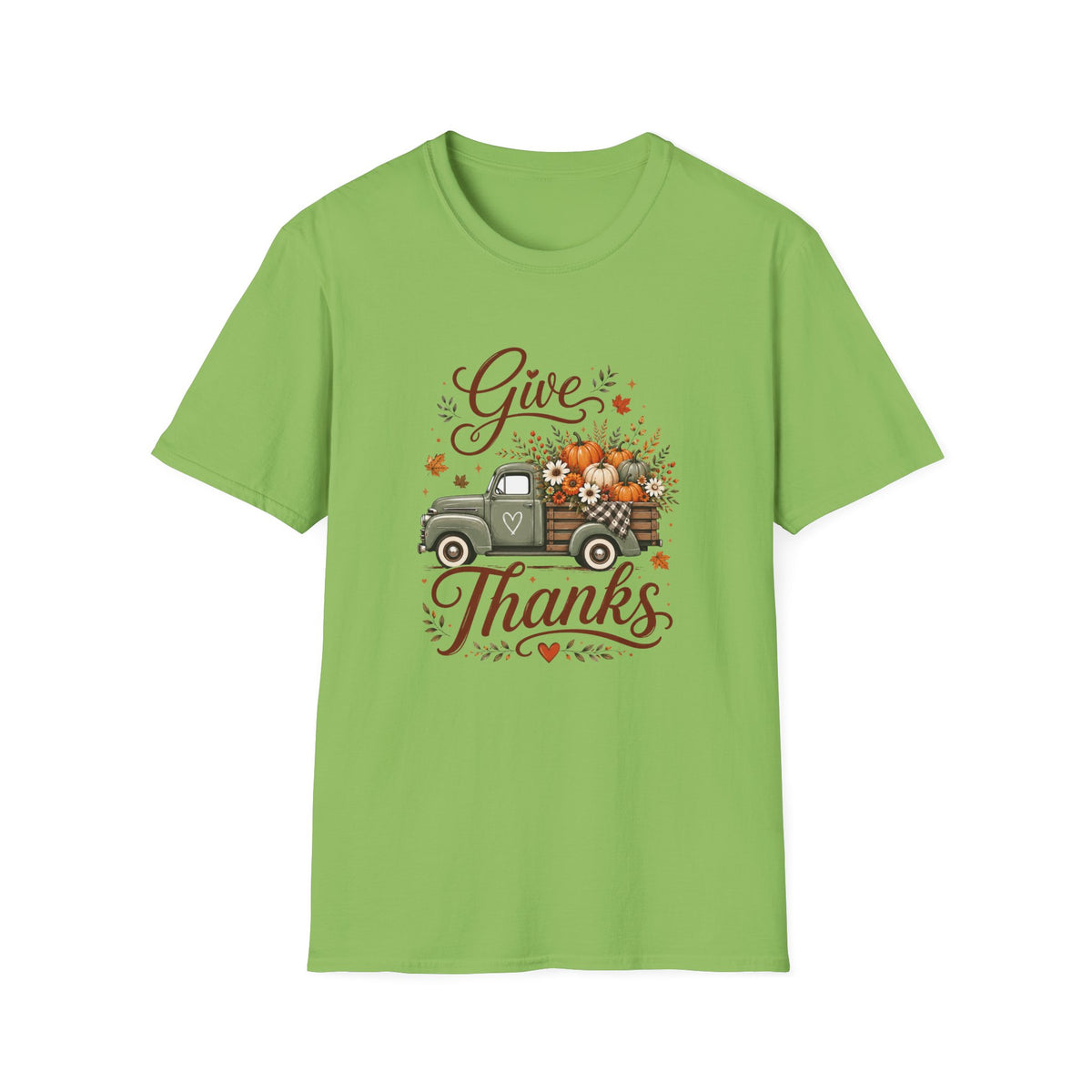 Give Thanks Fall Truck T-Shirt — Pumpkin Harvest Autumn Tee