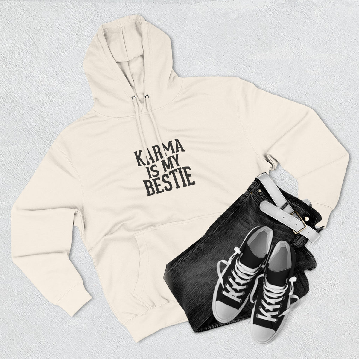 Karma Is My Bestie Graphic Pullover Hoodie