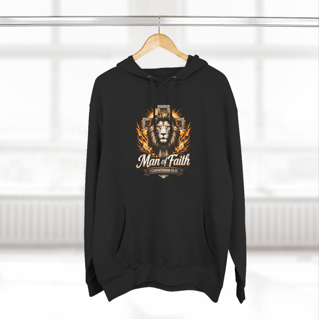 Man of Faith Lion Crest Graphic Fleece Pullover Hoodie