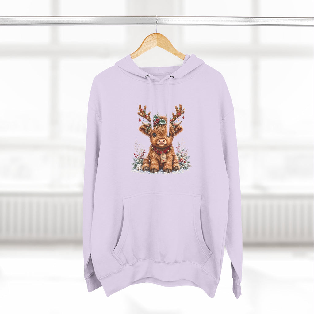 Cute Reindeer Fleece Hoodie - Christmas Woodland Holiday Sweatshirt