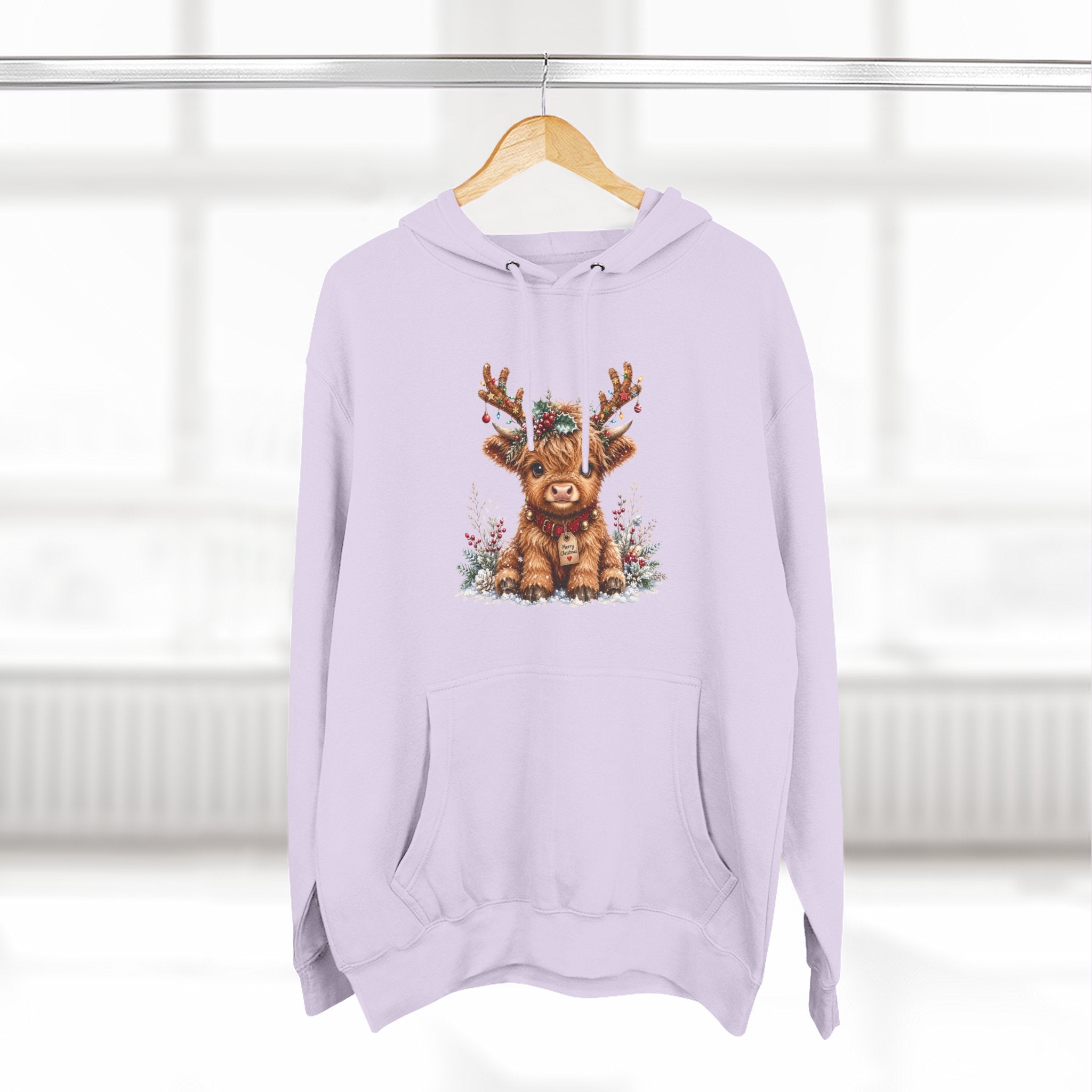 Cute Reindeer Fleece Hoodie - Christmas Woodland Holiday Sweatshirt