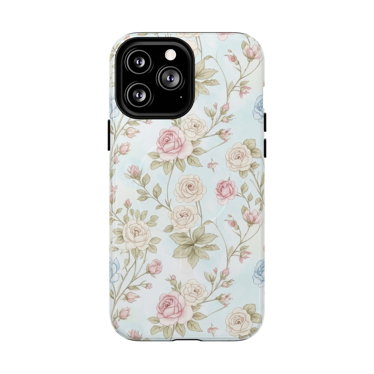 Vintage Floral Rose Magnetic iPhone Case — MagSafe Tough Protective Cover
