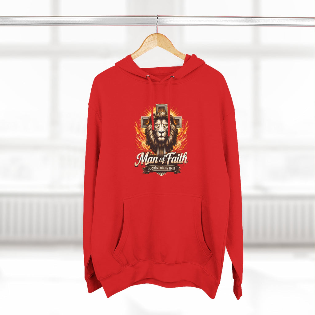 Man of Faith Lion Crest Graphic Fleece Pullover Hoodie