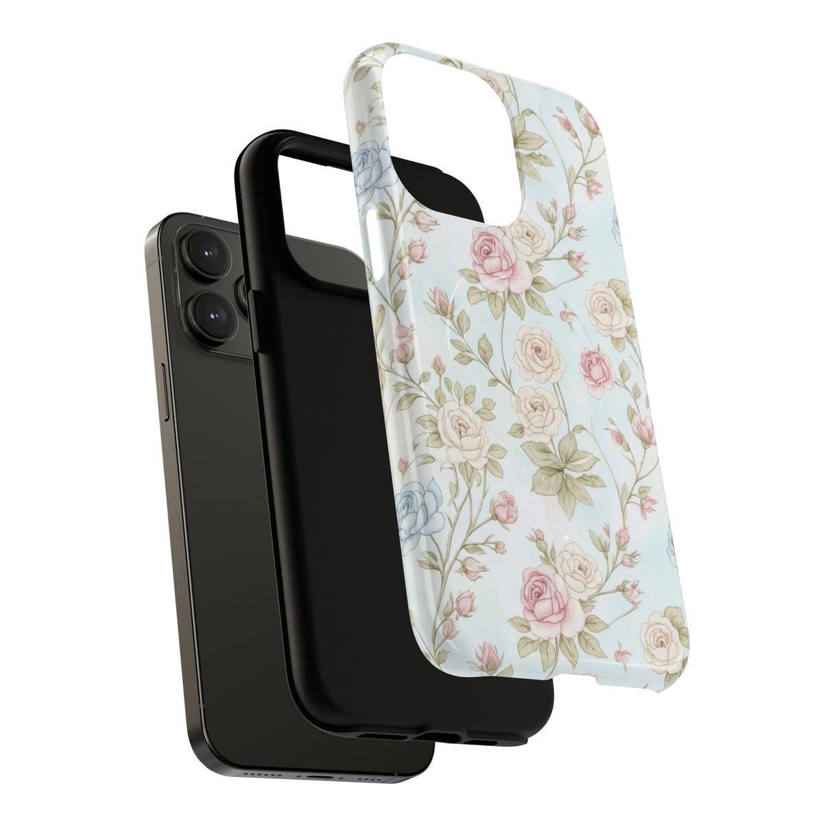 Vintage Floral Rose Magnetic iPhone Case — MagSafe Tough Protective Cover