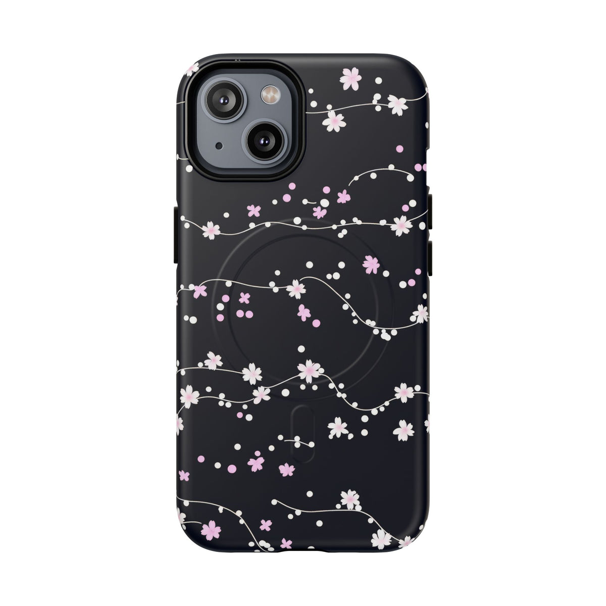 Magnetic Phone Case — Black Sakura Cherry Blossom Tough Cover