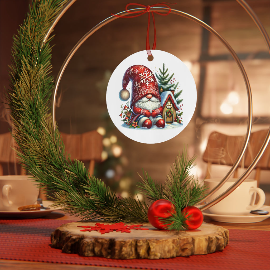 Christmas Gnome Metal Ornament Cute Holiday Tree Decoration