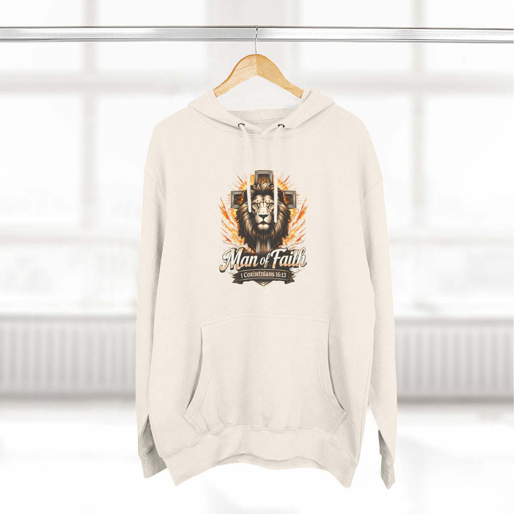 Man of Faith Lion Crest Graphic Fleece Pullover Hoodie