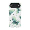 Butterfly Watercolor Magnetic Phone Case — Green Floral Tough Protective Cover