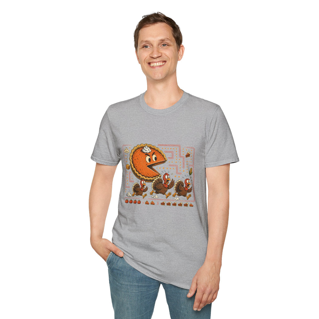 Retro Pie Monster T-Shirt — Funny Pac-Maze Dessert Gamer Tee