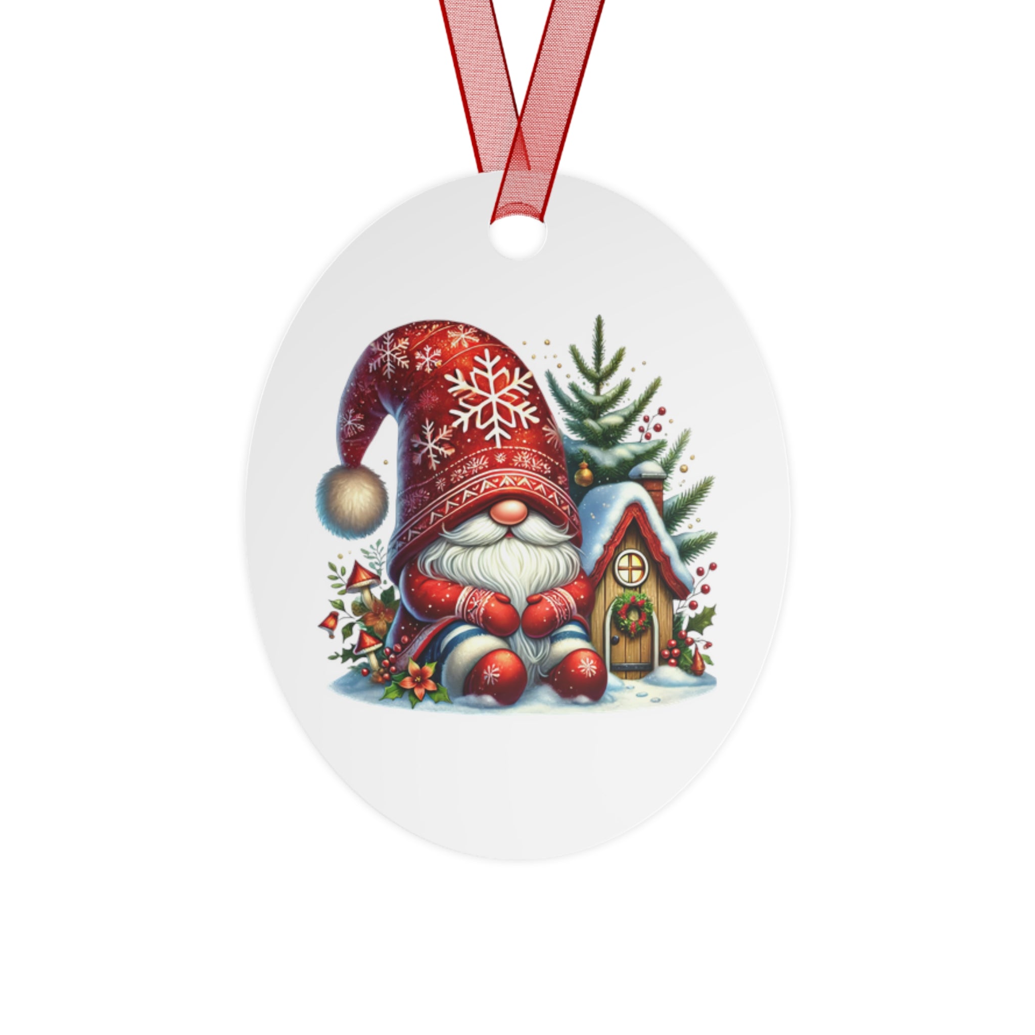 Christmas Gnome Metal Ornament Cute Holiday Tree Decoration