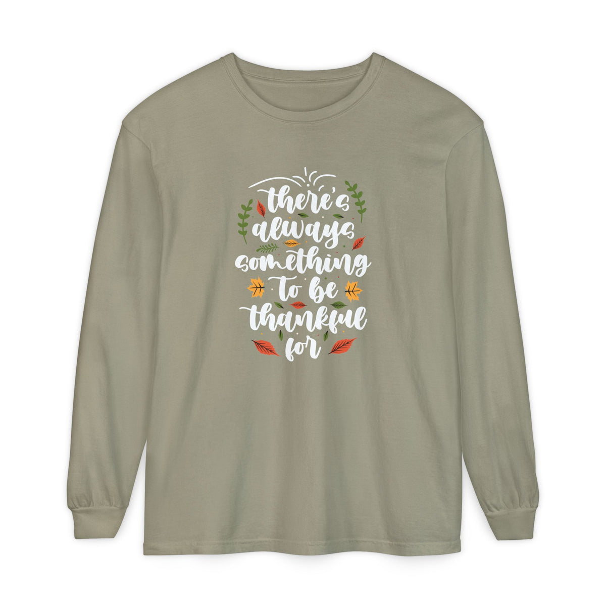 Thankful For Crewneck Long Sleeve Tee — Fall Thanksgiving Gratitude Shirt