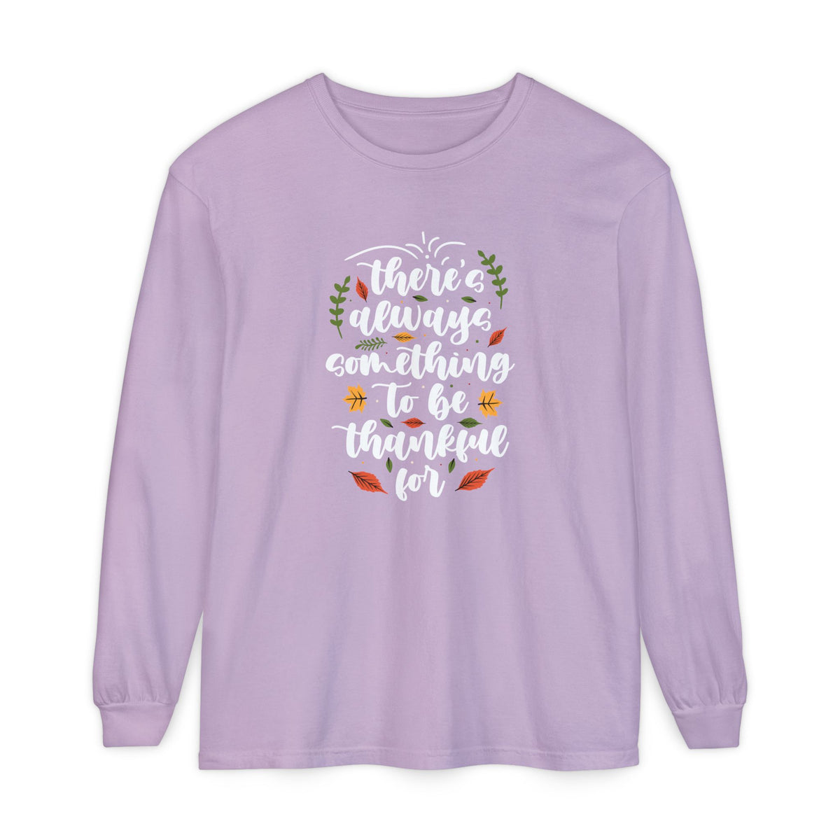 Thankful For Crewneck Long Sleeve Tee — Fall Thanksgiving Gratitude Shirt