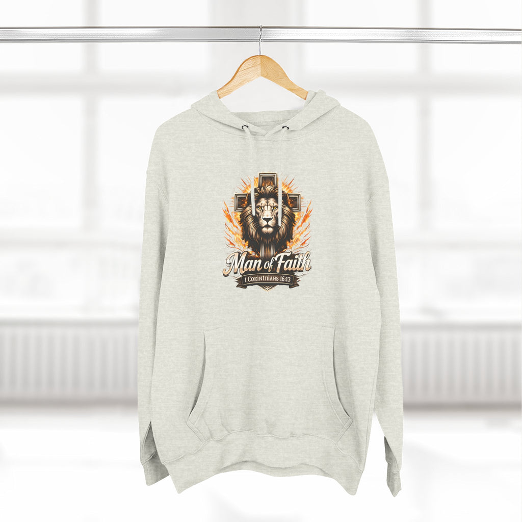Man of Faith Lion Crest Graphic Fleece Pullover Hoodie
