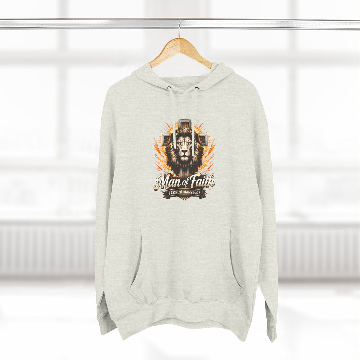Man of Faith Lion Crest Graphic Fleece Pullover Hoodie
