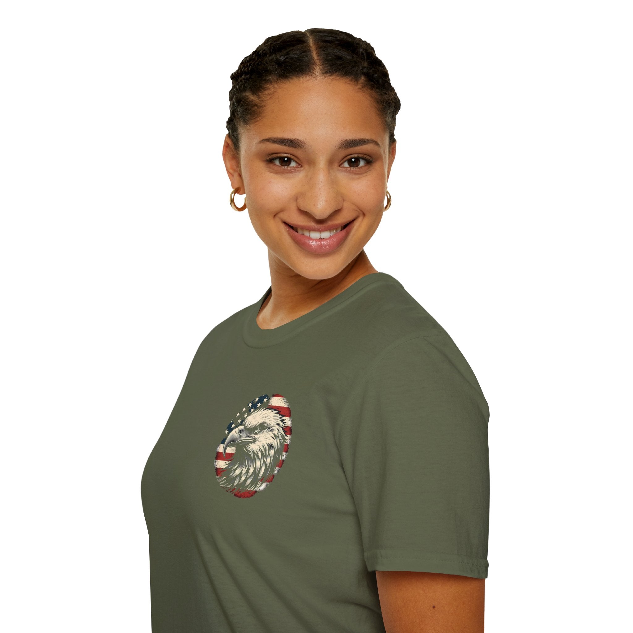 Patriotic Bald Eagle T-Shirt — American Flag Gift for Him Fourth of July Graphic Tee