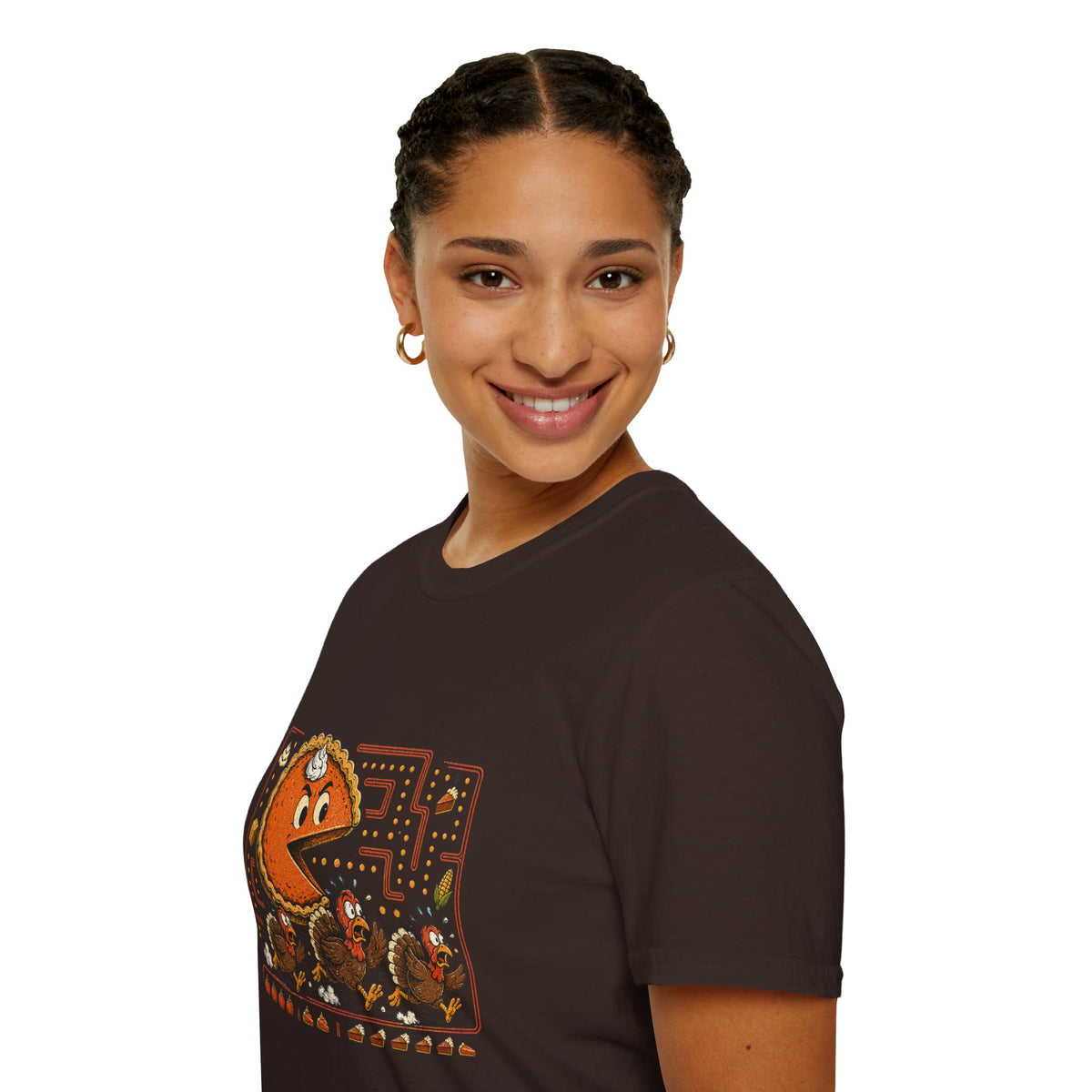 Retro Pie Monster T-Shirt — Funny Pac-Maze Dessert Gamer Tee