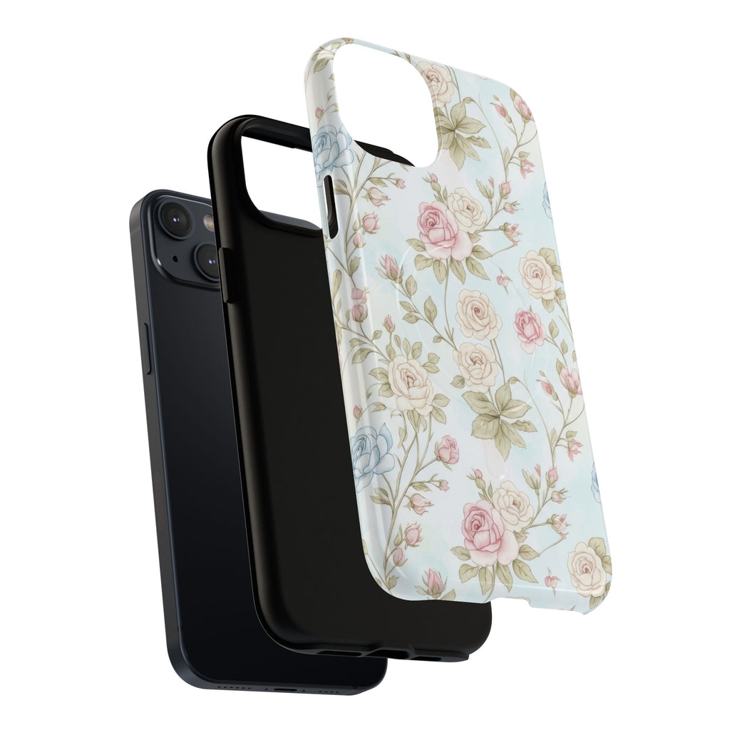 Vintage Floral Rose Magnetic iPhone Case — MagSafe Tough Protective Cover