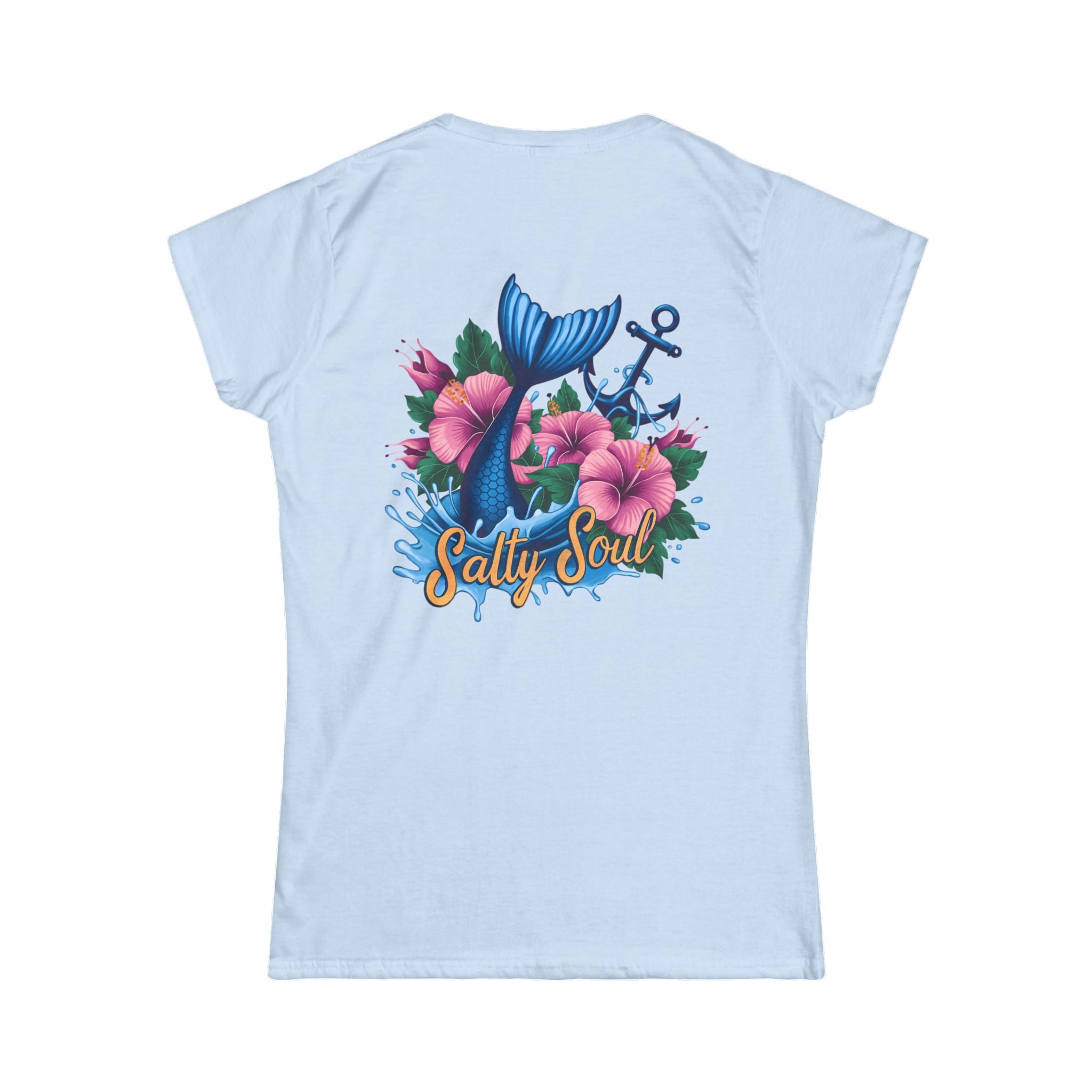 Salty Soul Floral Anchor Beach T-Shirt — Cute Nautical Gift for Women Graphic Tee