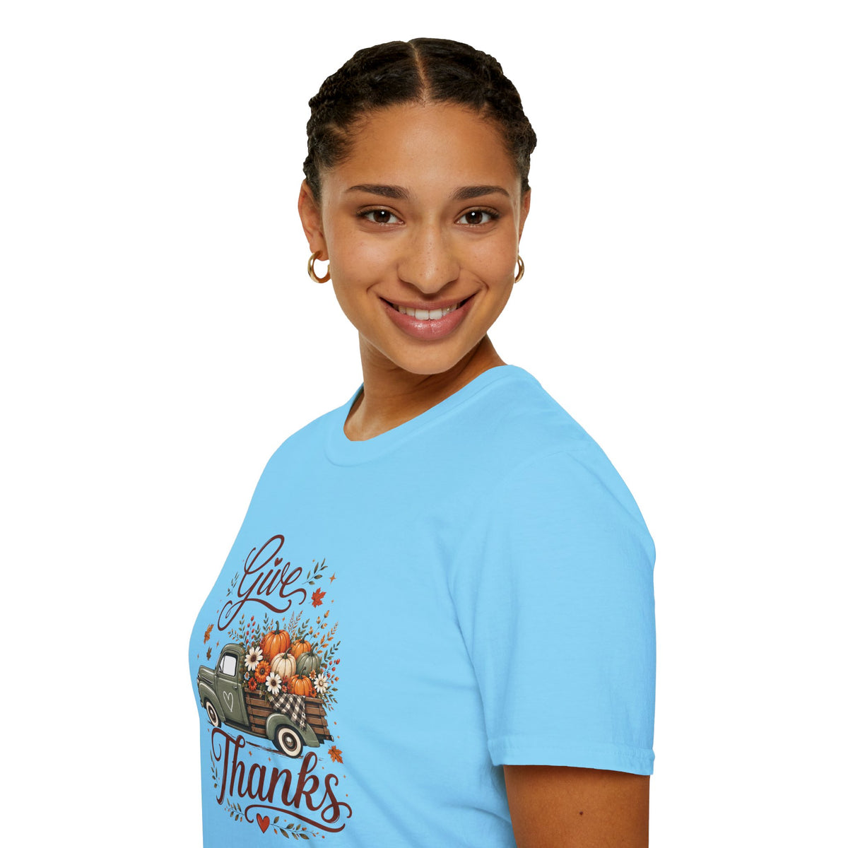 Give Thanks Fall Truck T-Shirt — Pumpkin Harvest Autumn Tee
