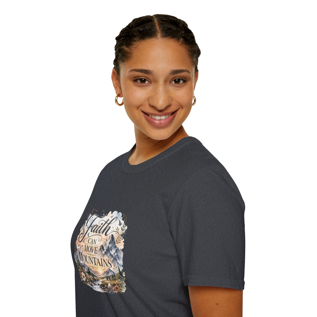 Faith Can Move Mountains T-Shirt Inspirational Christian Mountain Graphic Tee