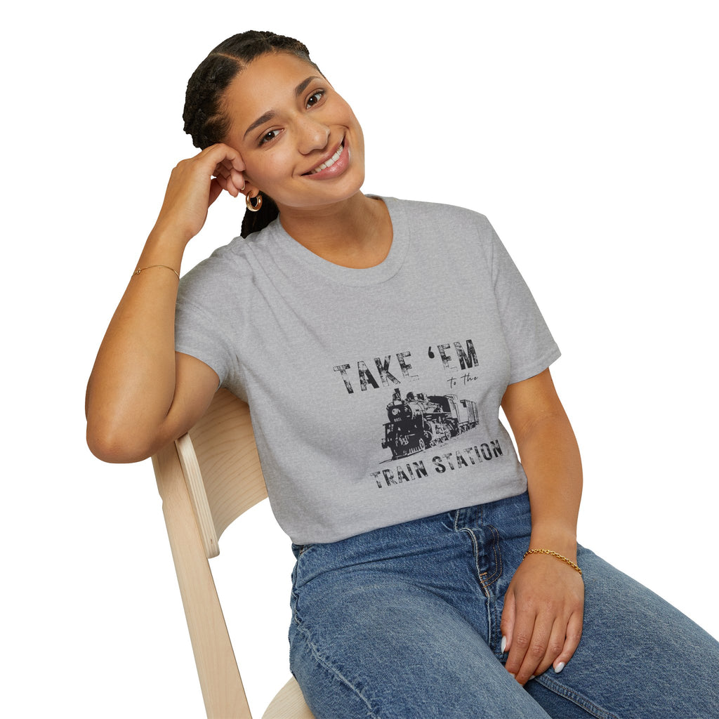 Take 'Em to the Train Station T-Shirt — Funny Sarcastic Gift Vintage Engine Graphic Tee