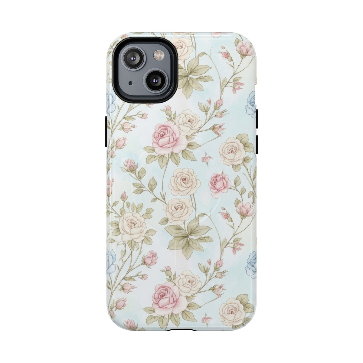 Vintage Floral Rose Magnetic iPhone Case — MagSafe Tough Protective Cover