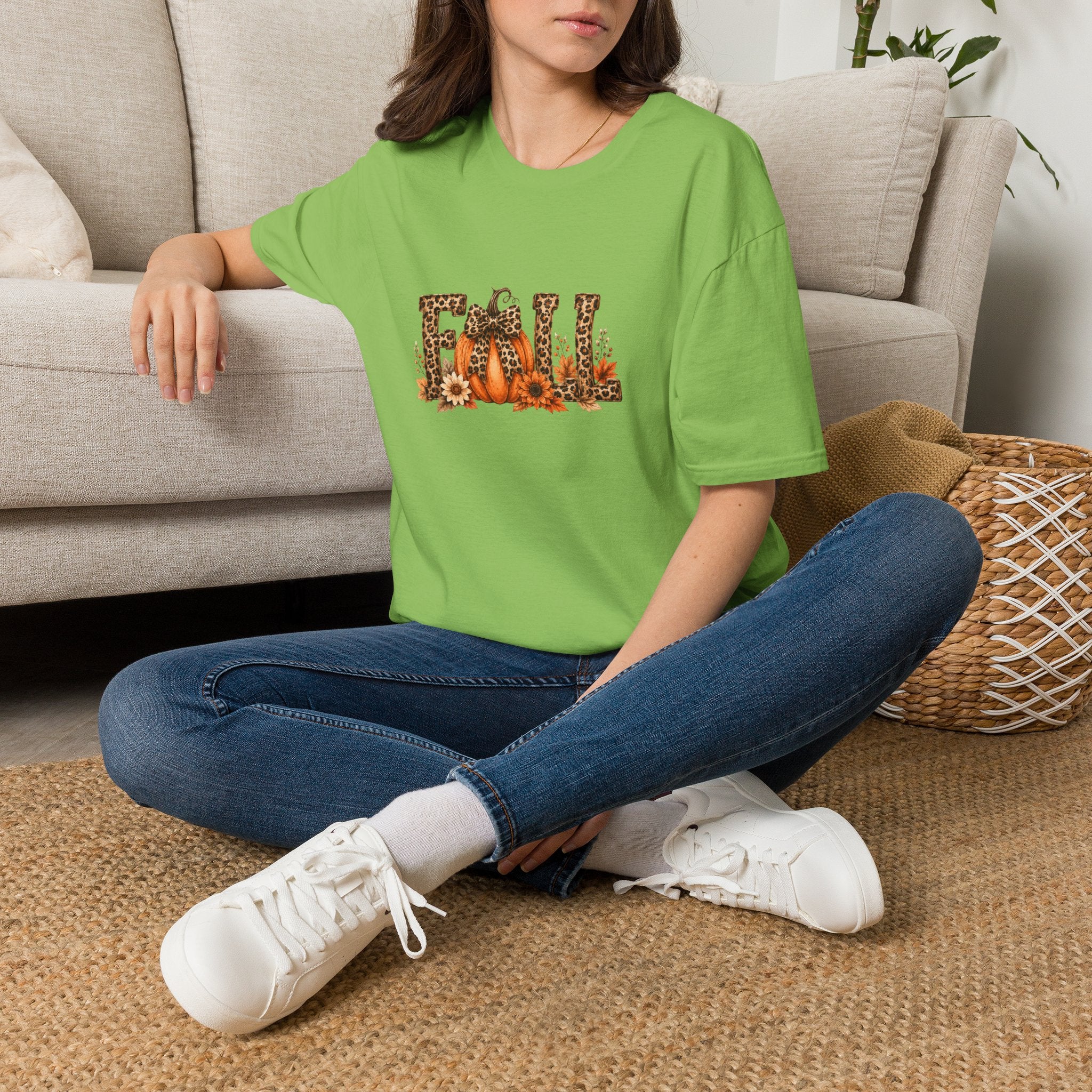 Fall Leopard Pumpkin T-Shirt — Cute Autumn Gift for Women Floral Graphic Tee