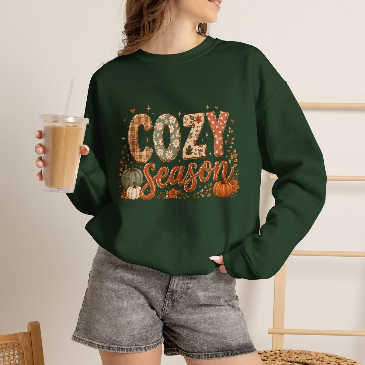 Cozy Season Autumn Pumpkin Crewneck Sweatshirt