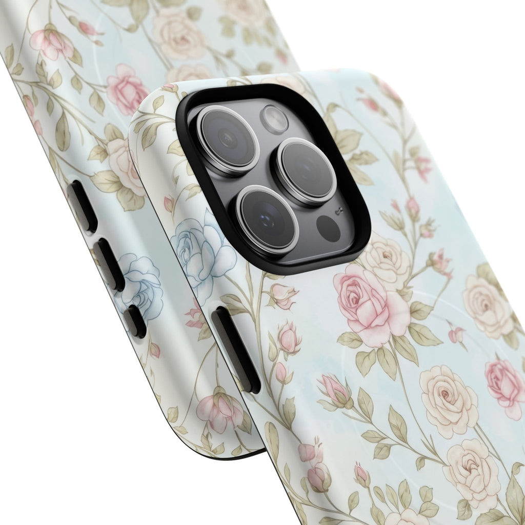 Vintage Floral Rose Magnetic iPhone Case — MagSafe Tough Protective Cover