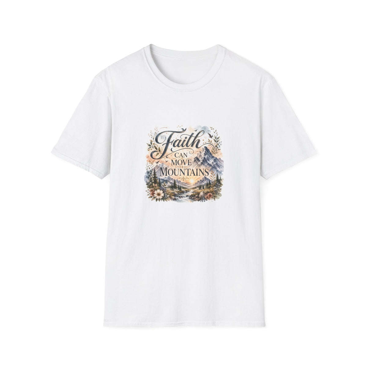 Faith Can Move Mountains T-Shirt Inspirational Christian Mountain Graphic Tee