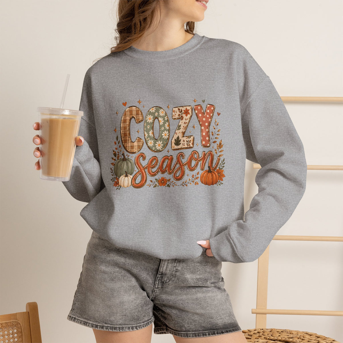 Cozy Season Autumn Pumpkin Crewneck Sweatshirt