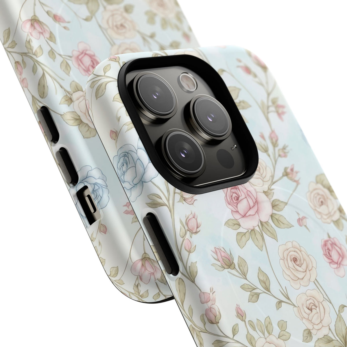 Vintage Floral Rose Magnetic iPhone Case — MagSafe Tough Protective Cover