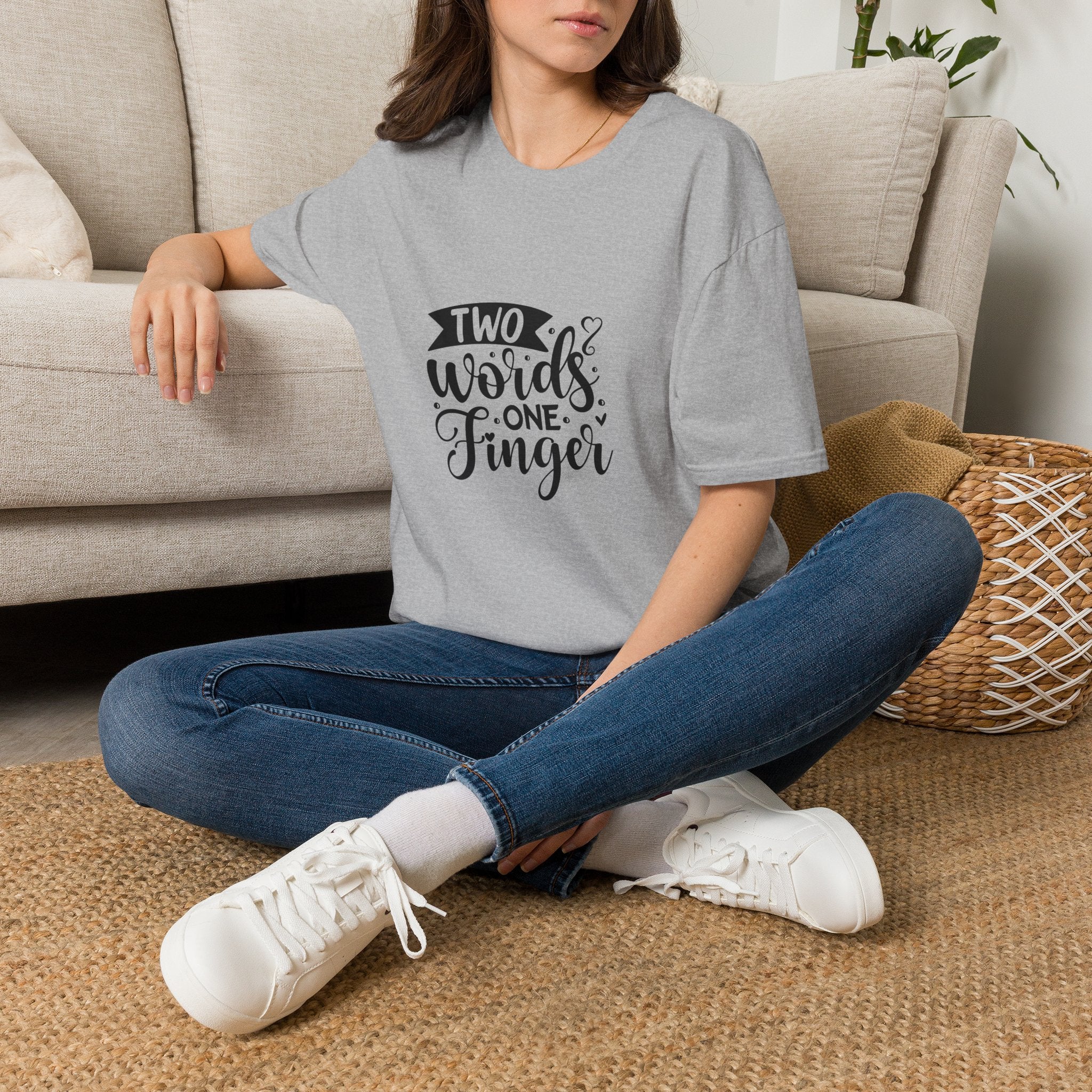 Graphic Tee — "Two Words One Finger" Funny T-Shirt