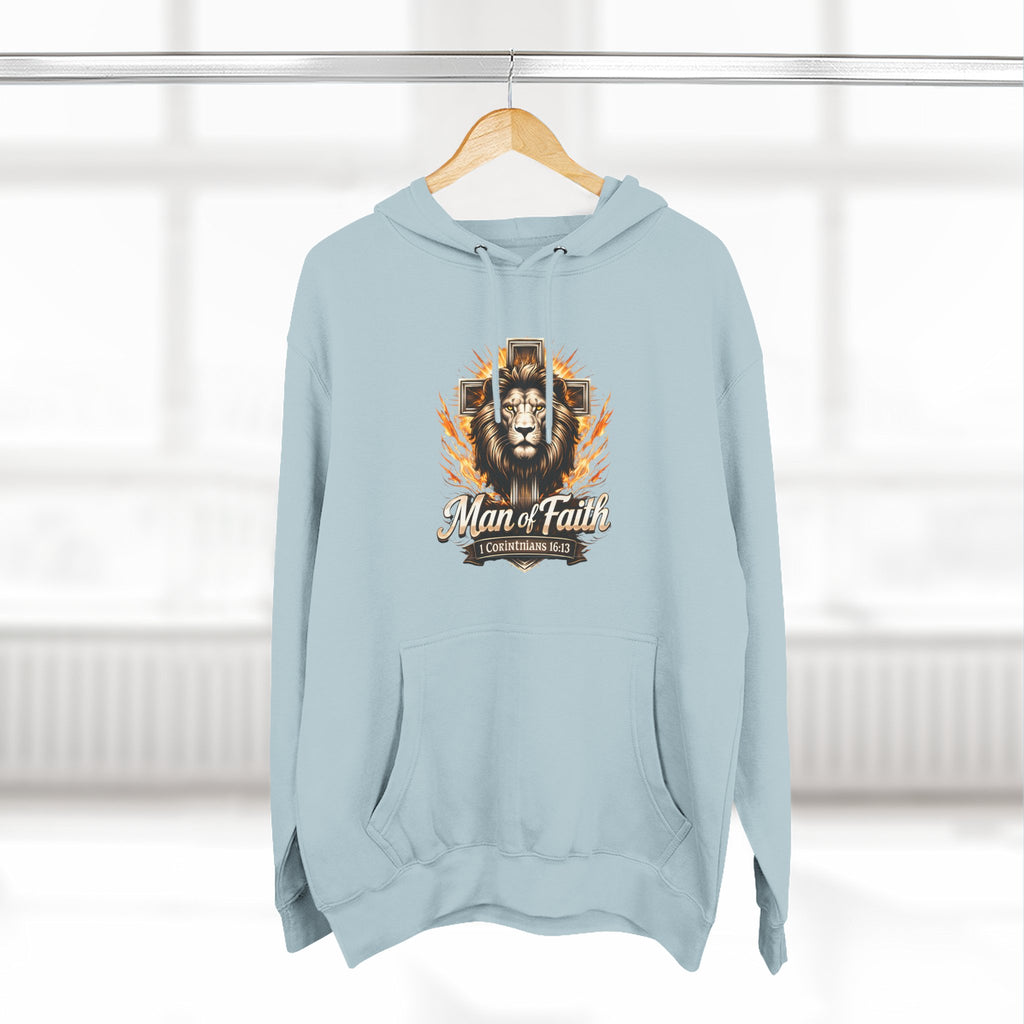 Man of Faith Lion Crest Graphic Fleece Pullover Hoodie