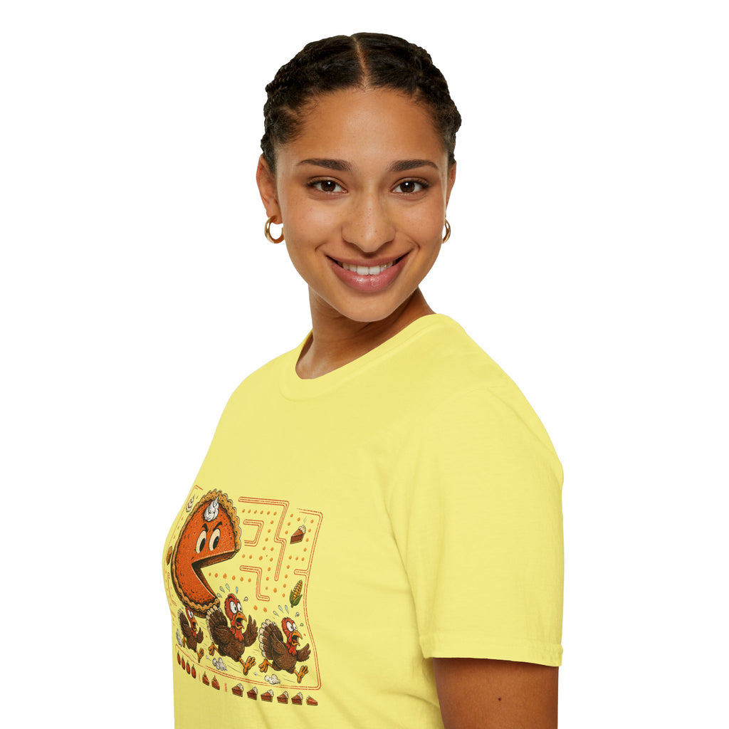 Retro Pie Monster T-Shirt — Funny Pac-Maze Dessert Gamer Tee