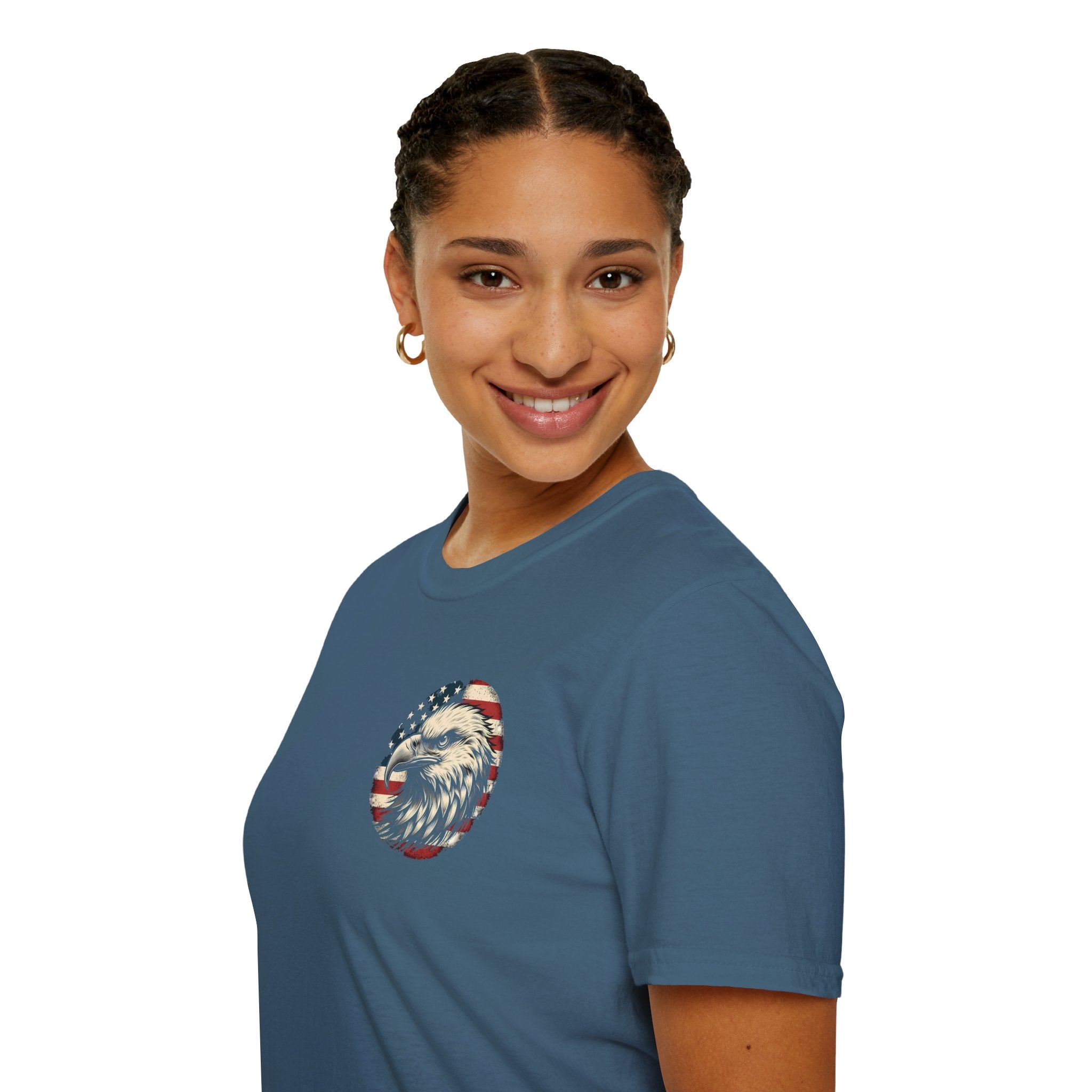 Patriotic Bald Eagle T-Shirt — American Flag Gift for Him Fourth of July Graphic Tee