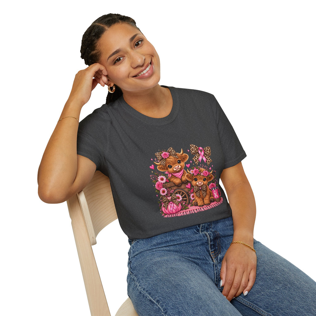 Breast Cancer Awareness Highland Cow T-Shirt