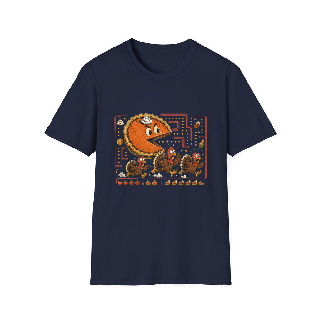 Retro Pie Monster T-Shirt — Funny Pac-Maze Dessert Gamer Tee