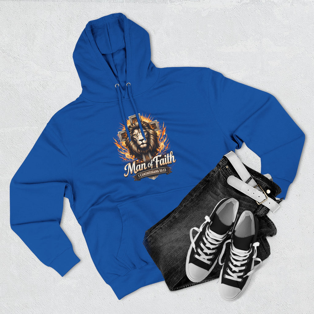 Man of Faith Lion Crest Graphic Fleece Pullover Hoodie